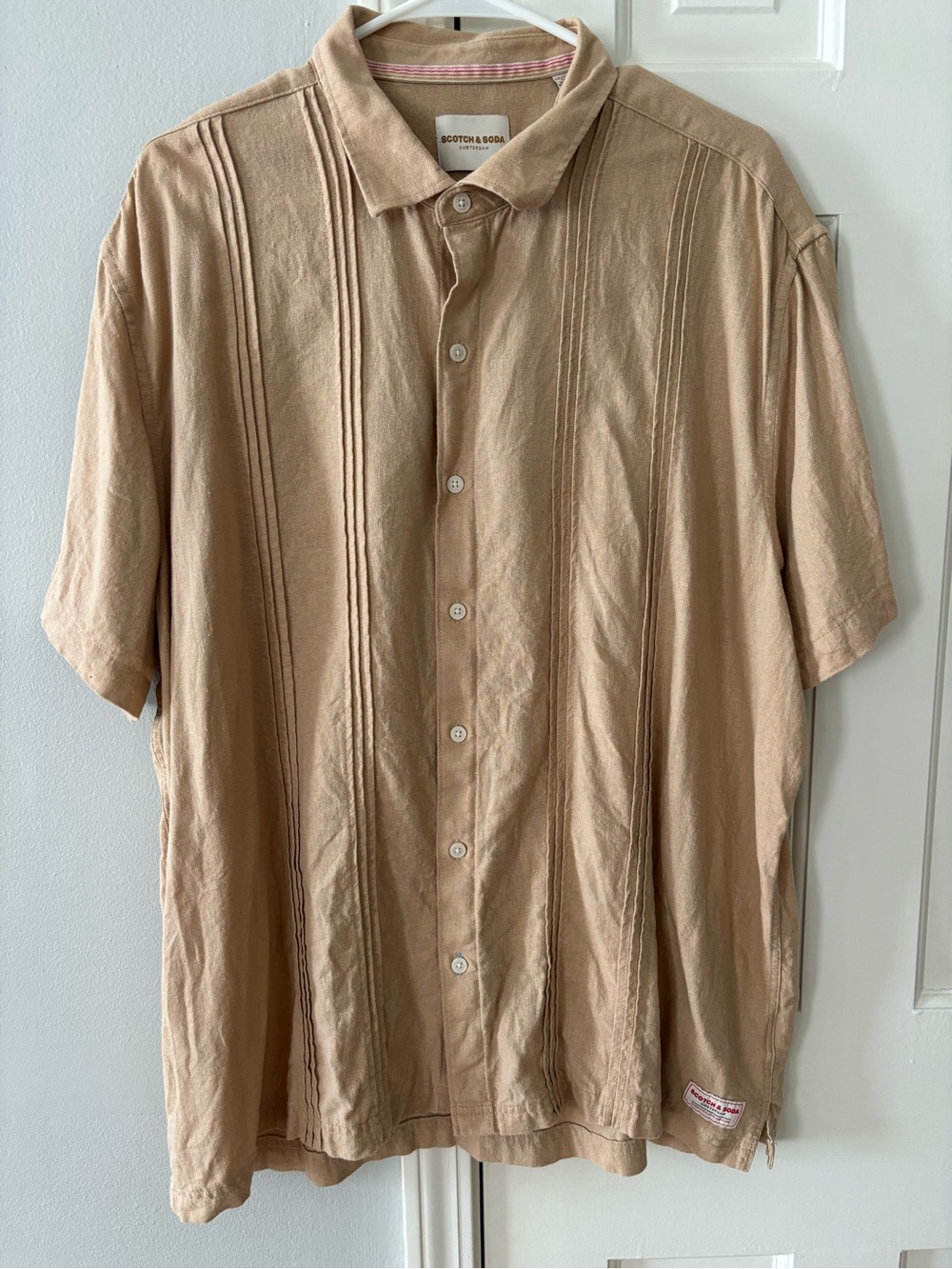 Scotch & Soda Tan Short Sleeve Button-Down Shirt